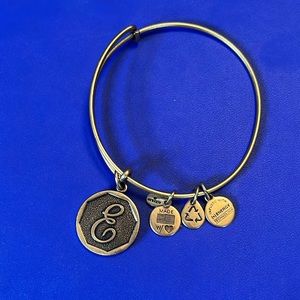Alex and Ani “E” monogram bracelet in Rafaelian Gold
